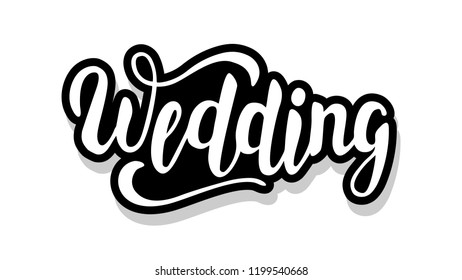 Wedding calligraphy template text for your design illustration concept. Handwritten lettering title vector words on white isolated 