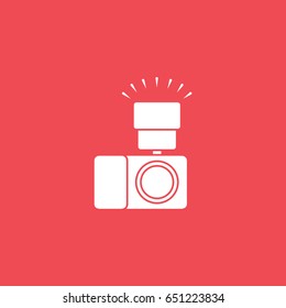 Wedding Camera Flat Icon On Red Background