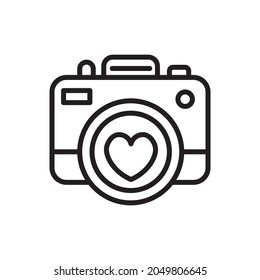 Wedding Camera Outline Vector Illustration