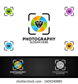 Wedding Camera Photography Logo Icon Vector Design Template 