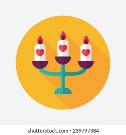 wedding candle holder flat icon with long shadow,eps10