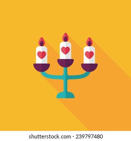 wedding candle holder flat icon with long shadow,eps10