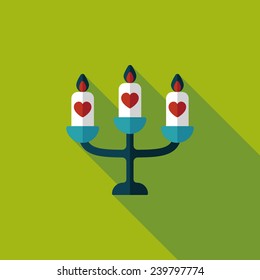 wedding candle holder flat icon with long shadow,eps10
