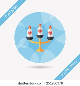 wedding candle holder flat icon with long shadow,eps10