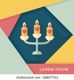 wedding candle holder flat icon with long shadow,eps10