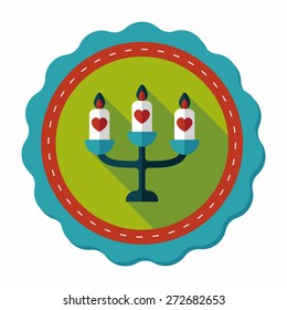 wedding candle holder flat icon with long shadow,eps10
