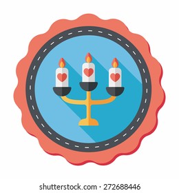wedding candle holder flat icon with long shadow,eps10