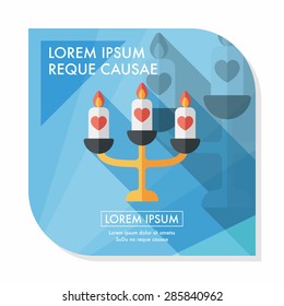wedding candle holder flat icon with long shadow,eps10