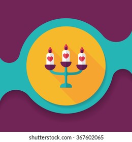 wedding candle holder flat icon with long shadow,eps10
