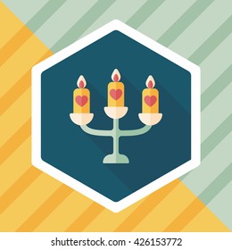 wedding candle holder flat icon with long shadow,eps10
