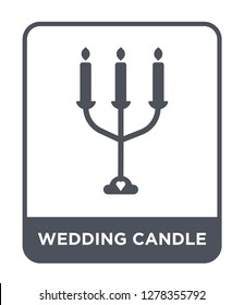 wedding candle icon vector on white background, wedding candle trendy filled icons from Birthday party and wedding collection, wedding candle vector illustration