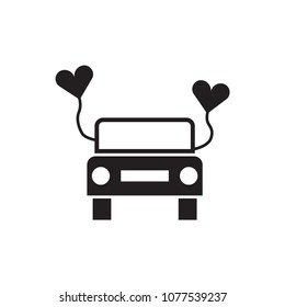 Wedding Car. Black. Vector Flat Icon . Flat design