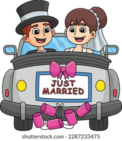  Wedding Car Bride Groom Just Married Clipart 