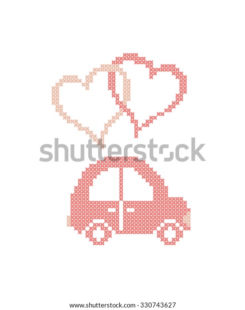 Wedding\
car. Element embroidery. Vector\
illustration.