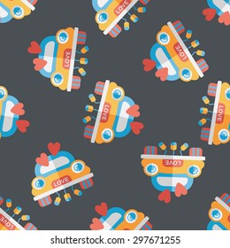 wedding car flat icon, eps10 seamless pattern background