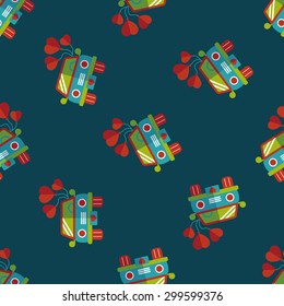 wedding car flat icon, eps10 seamless pattern background