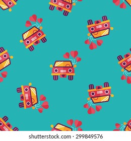 wedding car flat icon, eps10 seamless pattern background