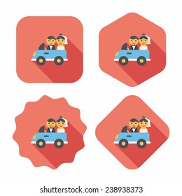 wedding car flat icon with long shadow, eps10