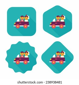 wedding car flat icon with long shadow, eps10
