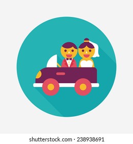 wedding car flat icon with long shadow, eps10