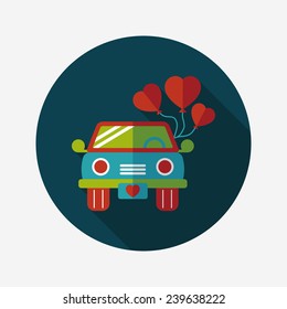 wedding car flat icon with long shadow, eps10