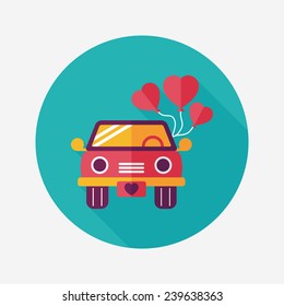 wedding car flat icon with long shadow, eps10