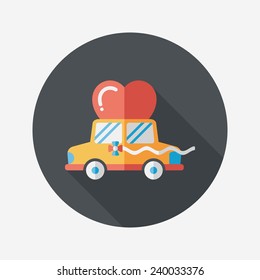 wedding car flat icon with long shadow, eps10