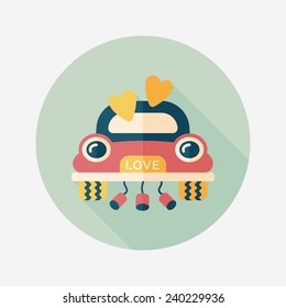 wedding car flat icon with long shadow, eps10