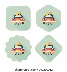 wedding car flat icon with long shadow, eps10