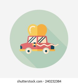 wedding car flat icon with long shadow, eps10