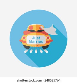 wedding car flat icon with long shadow, eps10