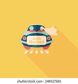 wedding car flat icon with long shadow, eps10