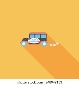 wedding car flat icon with long shadow, eps10