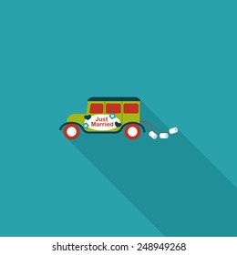 wedding car flat icon with long shadow, eps10