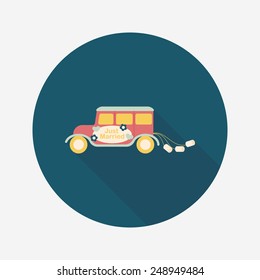 wedding car flat icon with long shadow, eps10