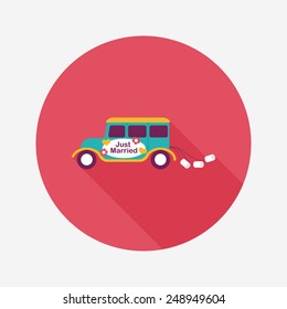 wedding car flat icon with long shadow, eps10