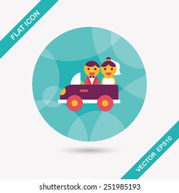 wedding car flat icon with long shadow, eps10