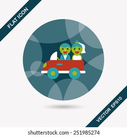 wedding car flat icon with long shadow, eps10