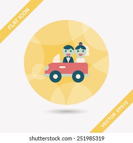 wedding car flat icon with long shadow, eps10