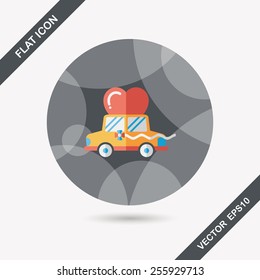 wedding car flat icon with long shadow, eps10