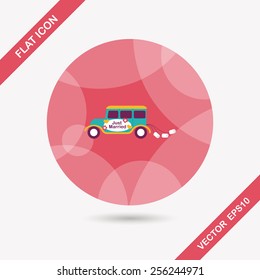 wedding car flat icon with long shadow, eps10