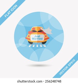 wedding car flat icon with long shadow, eps10
