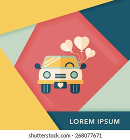 wedding car flat icon with long shadow, eps10