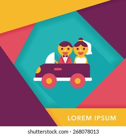 wedding car flat icon with long shadow, eps10