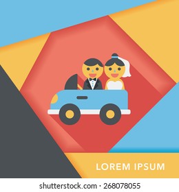 wedding car flat icon with long shadow, eps10