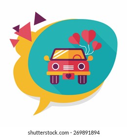 wedding car flat icon with long shadow, eps10