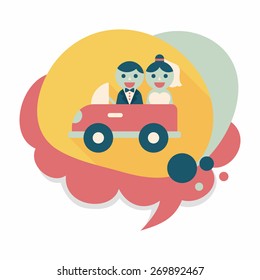 wedding car flat icon with long shadow, eps10