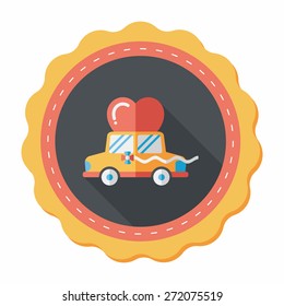 wedding car flat icon with long shadow, eps10