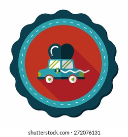 wedding car flat icon with long shadow, eps10