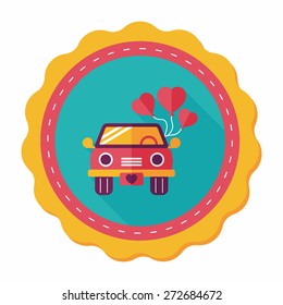 wedding car flat icon with long shadow, eps10
